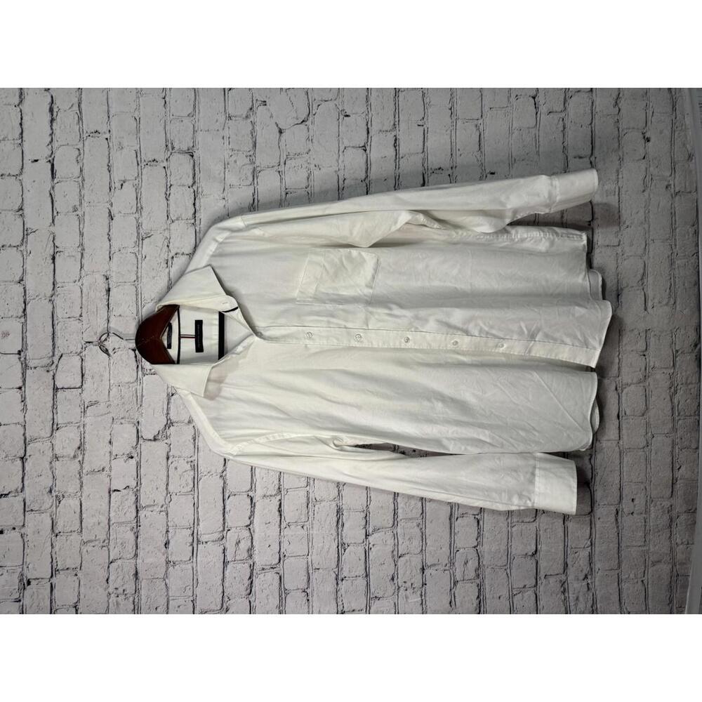 Tommy Hilfiger Men's White Dress Shirt Regular Fit Stretch L
